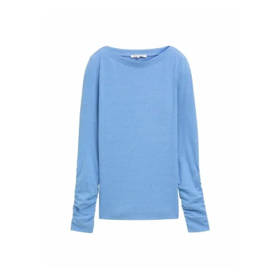 Abbildung von TOM Tailor Denim Uboot Ausschnitt Langarmshirt, Damen, Größe: XS, Sicilian blue melange
