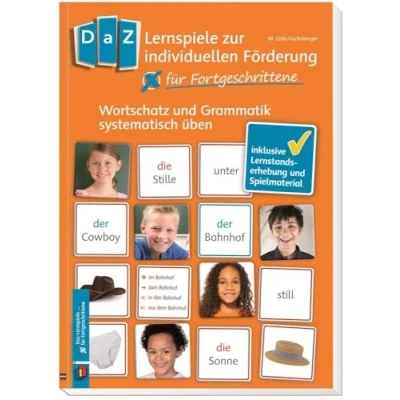 Abbildung von DaZ Lernspiele zur individuellen Förderung für Fortgeschrittene: Wortschatz und Grammatik systematisch üben inklusive Lernstandserhebung Spielmaterial