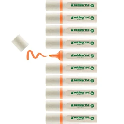 Abbildung von edding 24 EcoLine highlighter orange 10 Textmarker Keilspitze 2 5 mm zum schnellen und einfachen Markieren Hervorheben von Texten Notizen nachfüllbar, aus recycelbarem Material