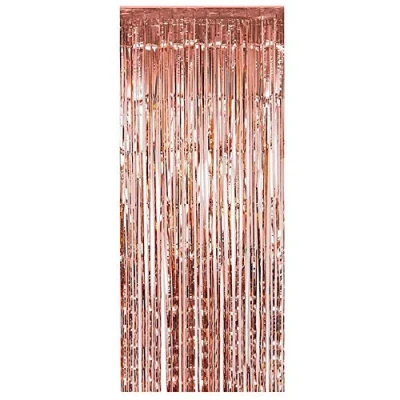 Abbildung von TRIXES Rose Gold Folie Vorhang Party Hintergrund Fransen Dekoration Tür Insel Foto Prop perfekt für Hochzeit Henne Geburtstag Feiern 2 Meter