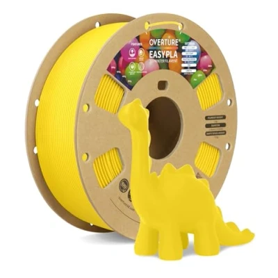 Abbildung von OVERTURE Easy PLA 1.75 mm 3D Druckerfilament, 1kg (2.2 lbs), Verstärkt Zähigkeit PLA, Maßgenauigkeit +/ 0,02 (Easy Gelb)
