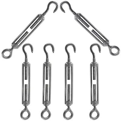 Abbildung von Rshuhx M4 Spannschloss 304 Edelstahl Spannschraube Verstellbare Haken und Ösen Wantenspanner Drahtseil Spannung Seilspanner Geeignet für Wäscheleine Rope Tightener Sonnensegel Befestigung 6 Stück