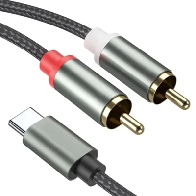 Abbildung von Froggen Typ C auf 2X RCA Audio Kabel, Stecker 2 Cinch Stecker, USB Stereo Konverter Y Splitter Kabel kompatibel für Huawei, Laptop, Verstärker usw.