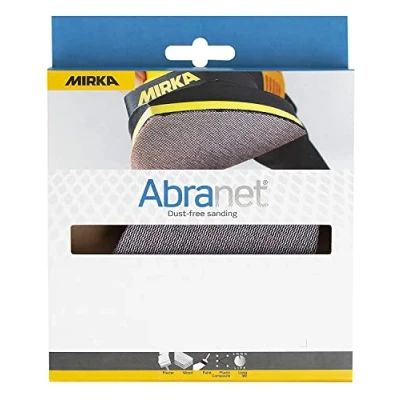 Abbildung von Mirka Abranet® Netz Delta Schleifstreifen (100 x 152 mm), Profi Schleifgitter mit P120 Körnung und Klett, für Handschliff Dreieckschleifer, 10er Pack