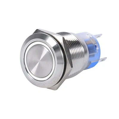 Abbildung von Keenso 19mm 12V 24V Wasserdicht Edelstahl Verriegelung LED Power Druckschalter Ein/Aus Latch Taste Schalter 1NO1NC(weiß)