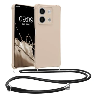 Abbildung von kwmobile Necklace Case kompatibel mit Xiaomi Redmi Note 13 5G Hülle Cover Kordel zum Umhängen Silikon Schutzhülle Creme
