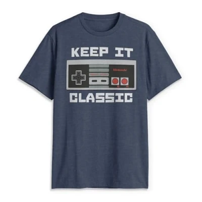 Abbildung von Nintendo Herren Keep It Classic T Shirt, Premium Navy Heather, Klein