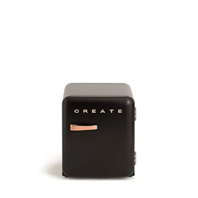 Abbildung von CREATE / Retro FRIDGE 50 ROSE GOLD/Kühlschrank in Schwarz, Griff Rosa Gold 85W, Minibar, eine Regalfläche, Design, 50cm, zwei Ablagen, 48L Fassungsvermögen, energiesparend, 50x44x49,8cm