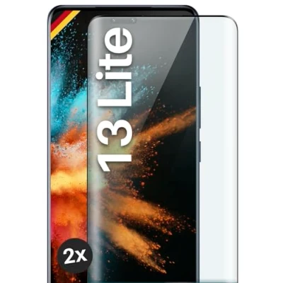 Abbildung von moex Full Screen Schutzglas kompatibel mit Xiaomi 13 Lite Schutzfolie randlos, ganzer Bildschirm, Curved 3D Folie, Clear 2x Schwarz