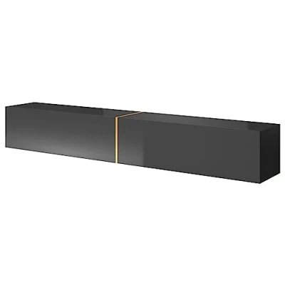 Abbildung von Selsey TV Schrank Board Sideboard Fernsehtisch Fernsehschrank 200 cm Hängend Schwarz Gold Bisira