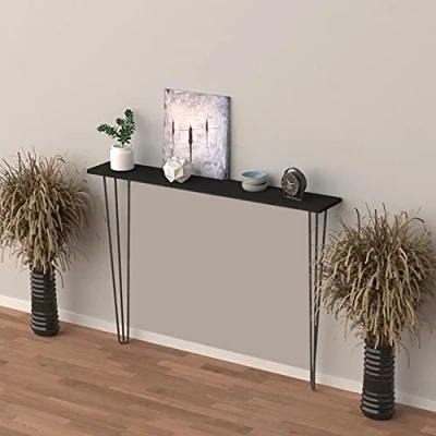 Abbildung von en.casa Konsolentisch, »Kokemäki« Flurregal mit Hairpinlegs 82x120x18 cm Schwarz