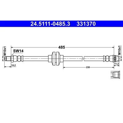 Abbildung von ATE 24.5111 0485.3 Bremsschläuche 485 M10x1 RENAULT: Kangoo II Express, / Grand