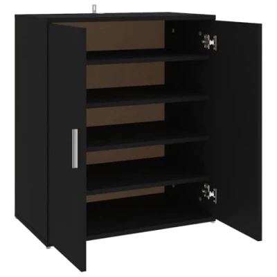 Abbildung von vidaXL Schuhschrank 5 Ablagen Wand Schuhkommode Schuhregal Schuhablage Schuhaufbewahrung Schuhständer Schuhorganizer Schwarz 60x35x70cm Holzwerkstoff