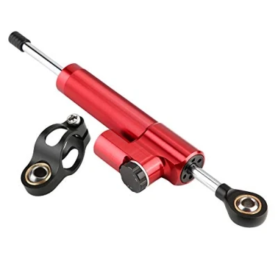 Abbildung von Motorrad Lenkungsdämpfer Dämpfer Stabilisator Lenkung Universal Aluminiumlegierung Lenkungsdämpferstabilisator (Rot &amp; Schwarz)