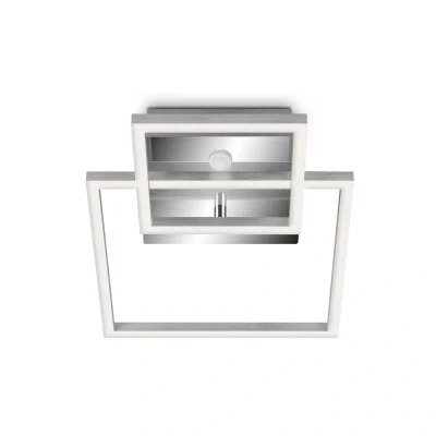 Abbildung von Telefunken LED Deckenleuchte, inkl. Bewegungsmelder, Deckenlampe mit Dauerlichtfunktion, warmweiße Lichtfarbe, 20 Watt, 1.500 Lumen, Chrom/Aluminiumfarbig, 358x260x76mm (LxBxH) 318608TF
