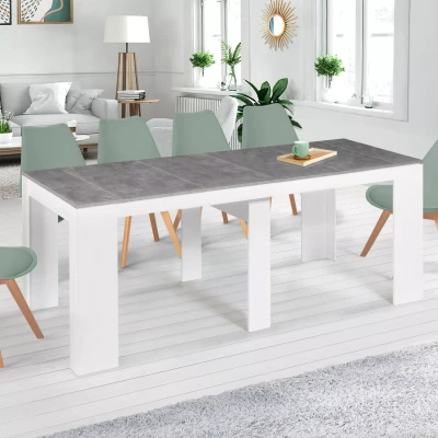 Abbildung von IDMarket Konsolentisch, ausziehbar, Orlando für 10 Personen, 235 cm, weißes Holz und Betoneffekt