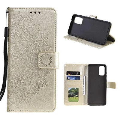 Abbildung von CoverKingz Handy Case kompatibel mit Samsung Galaxy M31s Cover Kartenfach Phonecase Smartphone Hülle klappbar Motiv Mandala Gold