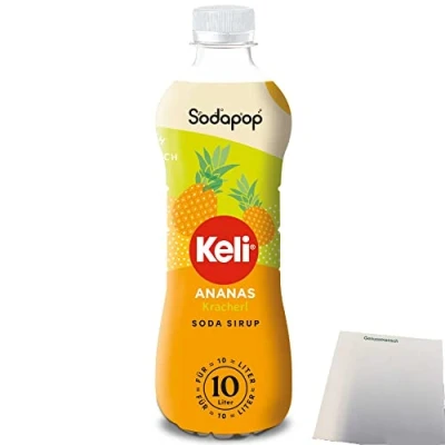 Abbildung von Sodapop Keli Sirup Ananas für Wassersprudler (500ml Flasche) + usy Block
