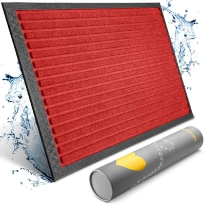 Abbildung von PazCaz Fußmatte außen und innen in Rot 40 x 60 cm (rutschfest &amp; langlebig) Fussmatte Aussenbereich wetterfest Türmatte aussen Fussabtreter Outdoor