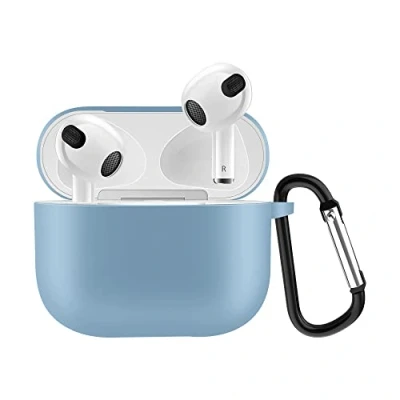Abbildung von CoverKingz Hülle kompatibel mit AirPods 3 Silikon Schutzhülle Cover Case Tasche Hellblau