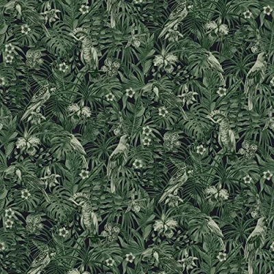Abbildung von A.S. Création Vliestapete &quot;Greenery mit Palmenprint in Dschungel Optik&quot;, floral botanisch Wald, Vogeltapete Tapete Tapeten Wohnzimmer Schlafzimmer Küche