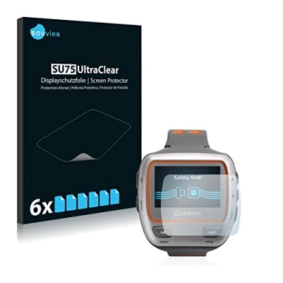 Abbildung von Savvies 6 Stück Schutzfolie für Garmin Forerunner 310XT Displayschutz Folie Ultra Transparent