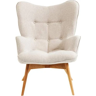 Abbildung von Kare Design Sessel Vicky, Creme/Braun, Lougensessel, TV Sessel, Eichenholz Gestell, 94x73x83 cm (H/B/T)