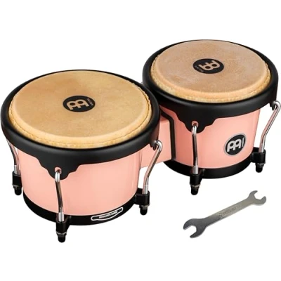 Abbildung von Meinl Percussion Bongos Journey Series 2 Handtrommeln mit 6,5 und 7,5 Zoll inkl. Stimmschlüssel ABS Kunststoff, Pink (HB50FP)