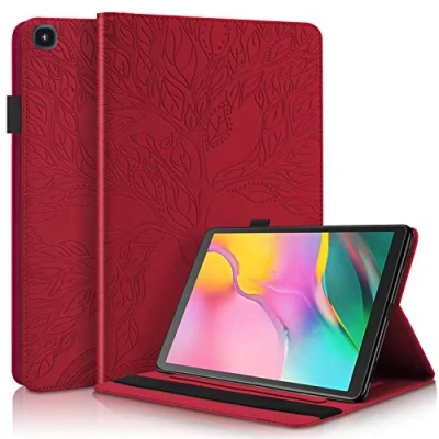 Abbildung von Succtop Hülle Galaxy Tab A 10.1 Zoll 2019 Schutzhülle PU Leder Taschehülle Flip Brieftasche Stand Tablet mit Kartenschlitz Stifthalter für Samsung SM T510 / T515 Rot