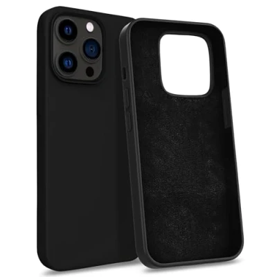 Abbildung von MyGadget Hülle kompatibel mit iPhone 13 Pro Gummierte Handyhülle [ 3 Layer Struktur ] Schutzhülle Soft Inlay &amp; Hardcase Cover außen Schwarz