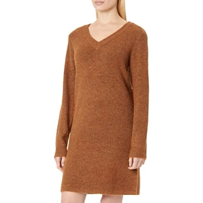 Abbildung von PIECES Damen Pcellen Ls V Neck Knit Dress Noos Bc, Mocha Bisque, M