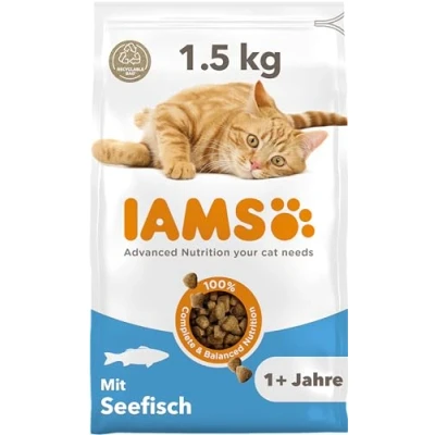 Abbildung von IAMS Katzenfutter trocken mit Fisch Trockenfutter für Katzen im Alter von 1 6 Jahren, 1,5 kg