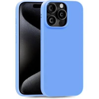 Abbildung von MyGadget Hülle kompatibel mit iPhone 15 Pro Max robuste Silikon Schutzhülle TPU Case Slim Silikonhülle Back Cover Ultra Kratzfest Handyhülle matt Hellblau