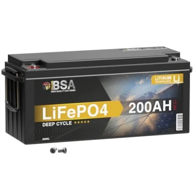 Abbildung von BSA LiFePO4 200Ah 12V Lithium Batterie Solarbatterie inkl. BMS Wohnmobil USV Solar Akku Eisenphosphat Bootsbatterie