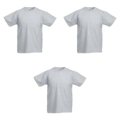 Abbildung von GIDUTEX 3er Pack Kinder Tshirts by Fruit of The Loom Original T Unisex (DE/NL/SE/PL, Numerisch, 104, Regular, 3, Grau)