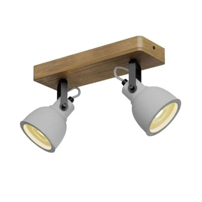 Abbildung von Lindby LED Deckenleuchte Mitis, dimmbar, Leuchtmittel nicht inklusive, Industrielles Design, Kiefernholz, Beton, grau, holz dunkel, 2