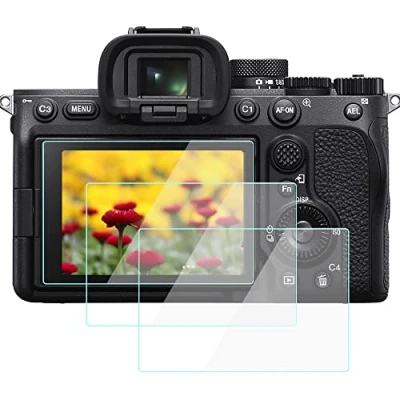 Abbildung von A7IV Displayschutzfolie, kompatibel mit Sony Alpha 7 IV A7M4, spiegellose Kamera, 9H HD gehärtetes Glas, blasenfrei, kratzfest, Anti Fingerabdruck, 3 Stück