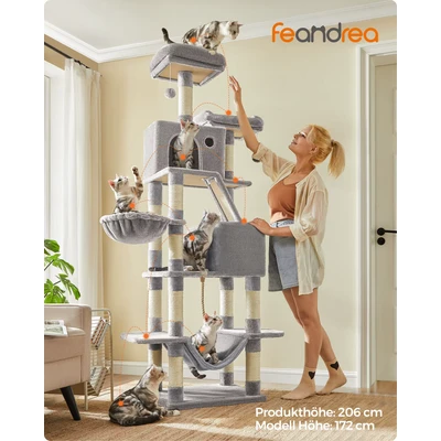 Abbildung von FEANDREA Kratzbaum, Katzenbaum,XXL,206cm hoch,verstärkter Sockel,Kippschutz