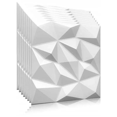 Abbildung von Deccart 3D Wandpaneele Styropor Wandverkleidung Decke Deckenverkleidung Paneele Deckenplatten Wall Deko Panel Wand Panels Polystyrol 50x50 cm Brylant 2 m², 8 Stück, weiß