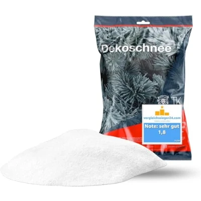 Abbildung von Kunstschnee täuschend echt &amp; weich ca. 1000 ml fluffiger Schnee glitzernder Streuschnee Dekoschnee als Deko Dekoration an Weihnachten