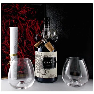 Abbildung von Geschenk Kraken Black Spiced Rum + 2 Amy Gläser Glaskugelportionierer