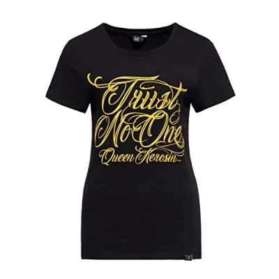 Abbildung von Queen Kerosin Damen Statement Shirt T Slim Fit Frontprint Kurzarm Rockabella Rockabilly Trust No One