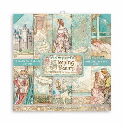 Abbildung von Stamperia SBBXS01 Pad Double Face Sleeping Beauty Scrapbooking Block, doppelseitig, Dornröschen, Papier, Verschieden, 6 x 6inches, Piece