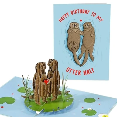 Abbildung von Pop Up Karte Zum Geburtstag Happy Birthday To My Otter Half 3D Geburtstagskarte Liebe Für Männer Frauen Karten Geschenk Frau Mann Freund Freundin Kommt mit Aufklebern Von Central 23