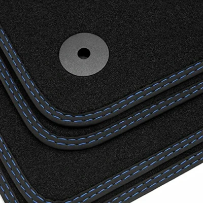 Abbildung von tuning art BDN212 Doppelziernaht Fußmatten passend für VW Golf Plus 5 6 Cross 2005 2014, Naht:2X Blau