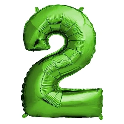 Abbildung von envami® Deko 2 Geburtstag Junge Grün 101CM Ballon Zahl Luftballon 2. Zahlen Geburtstagsdeko Folienballon Jahre fliegt mit Helium