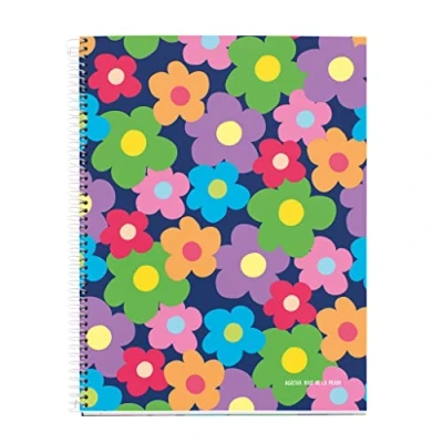 Abbildung von Agatha Ruiz de la Prada Miquelrius A4 Notizbuch, 4 Farbstreifen, 120 Blatt, 7 mm horizontale Linien, Löcher, mikroperforiert, fester Einband, Blume