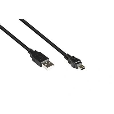 Abbildung von Good Connections Anschlusskabel USB 2.0 Stecker A an Mini B 5 pin Folien und Geflechtschirmung, Kupferadern (OFC) schwarz, 3 m