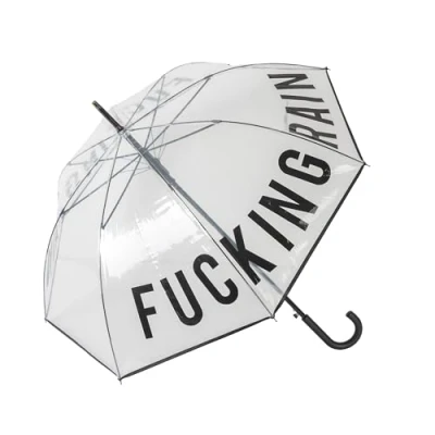 Abbildung von Fisura transparenter Regenschirm f*cking rain. Jugendlicher Regenschirm. Automatischer mit Knopf. Windfester, robuster Durchmesser von 103 cm.