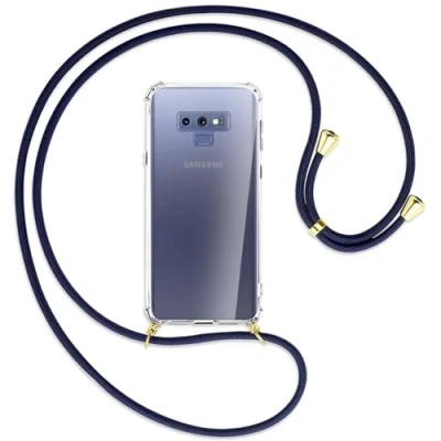 Abbildung von mtb more energy Handykette kompatibel mit Samsung Galaxy Note 9 (SM N960, 6.4&#039;&#039;) dunkelblau/Gold Smartphone Hülle zum Umhängen Anti Shock Full TPU Case